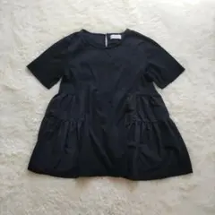 OPAQUE.CLIP　オペークドットクリップ　ティアードフリルトップス　黒　L