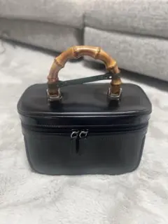 GUCCI バニティ ハンドバッグ ポーチ ホースビット スエード ブラウン