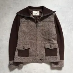 00s L&W ウールジャケット 異素材切り替え 茶色 シルク混 イタリー製生地のサムネイル