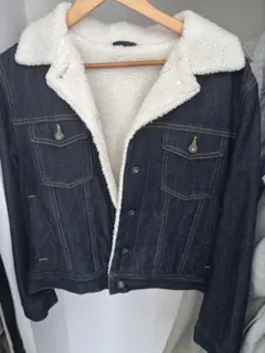 ダークブルー デニムジャケット ボア裏地付き　GU