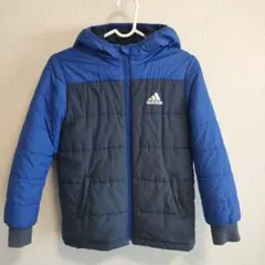 adidas フード付きダウンコート 青/赤