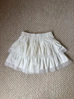 SPRAY PREMIUM ホワイト レース付きフリルミニスカート