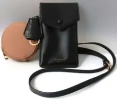 ALTROSE スマホショルダーバッグ 黒色 合成皮革 カード入れ付き