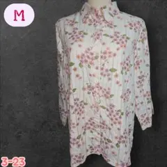 美品良品上品な花柄トップス五分袖シャツ M