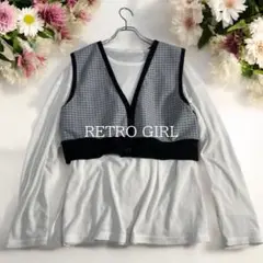 RETRO GIRLレトロガール ニットベストFグレー×ブラック 大人カジュアル