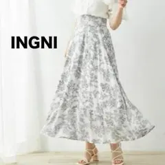 【INGNI】トワルドジュイ柄 フレア スカート バック レースアップ
