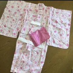 浴衣・帯２点セット　女の子120〜130cm ピンク花柄