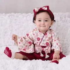 【美品】　プティマイン袴ロンパース　女の子　百日祝い　お食い初め　お正月