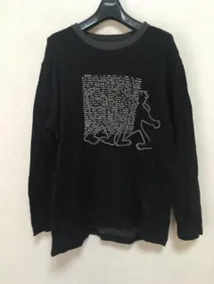 カステルバジャック 長袖 Tシャツ ロンT 刺繍 クマ タイポグラフィ 黒のサムネイル
