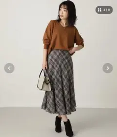 ナチュラルビューティーベーシックチェック フレアスカート