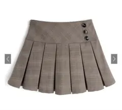 GRLインパン裏地付チェック柄プリーツミニスカート ブラウンS【ac2563】