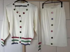 アイボリー ニット セットアップ カーディガン スカート