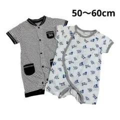半袖　ロンパース　2枚セット50〜60cm ドナルド　ボーダー