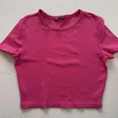 ZARA ピンク クロップドTシャツ Mサイズ