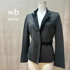 wb ダブルビー ベルト付 バイカラー テーラードジャケット 異素材 MOGA