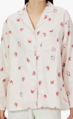 ジェラートピケ　いちご柄ピンクパジャマセット　新品タグ付 ジェラートピケ サテン イチゴ柄 ルームウェア 2点セット 美品