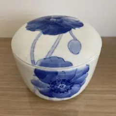 【美品】花柄 色絵 高級磁器製小物入れ