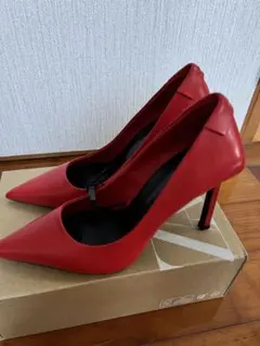 【新品】Zara ヒール 赤 パーティー 本皮 ピンヒール