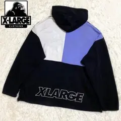 エクストララージ　パーカー　ハーフジップ　刺繍ロゴ　ブラック　白　パープル　XL