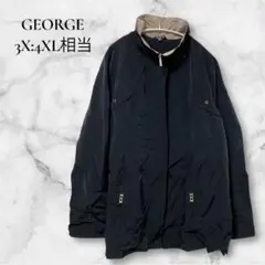 美品✨GEORGE【3X:4XL相当】ブラック ナイロンジャケット　ゆったり