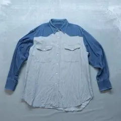 古着 A0538 長袖シャツ 3XL 青 デニムシャツ ウエスタンシャツ