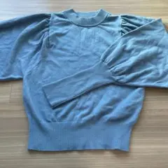 ライトブルー バルーンスリーブ ニットセーター