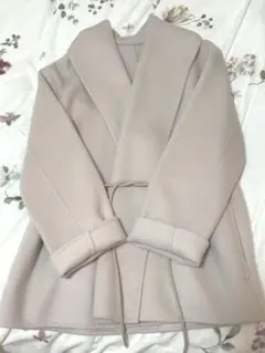 ウール風ラップコート ライトピンクベージュ ベルト付き