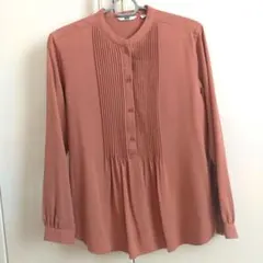 ユニクロ レーヨンピンタックプルオーバーブラウス（長袖）Sサイズ　ピンク