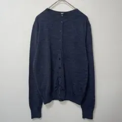 ユニクロ　ダークグレー　カーディガン　長袖　シンプル　無地　ウール　M
