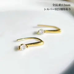 CZダイヤフックピアス S925 K18コート 上品 シンプル 母の日 人気
