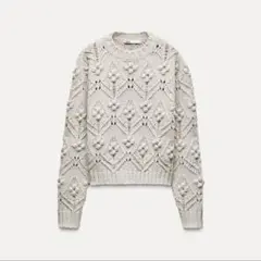 ZARA ポンポン付きケーブルニットセーター　ザラ