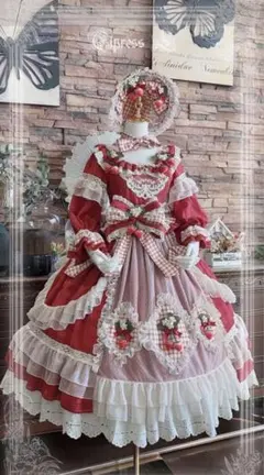 Elpress L 桃薫　いちごロリィタワンピース　ドレス　ボンネットセット