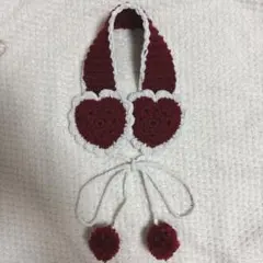 ハート型イヤーマフ フリル ハンドメイド 編み物