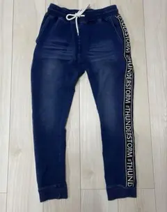 사이드 라인 스키니 팬츠 데님 스타일 스웨트팬츠 S 조거 팬츠