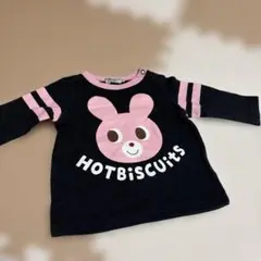 HOT BISCUITS うさぎ 黒 長袖Tシャツ 70 ホットビスケッツ