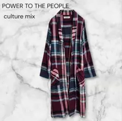 POWER TO THE PEOPLE チェック ロング ガウンシャツ Mのサムネイル