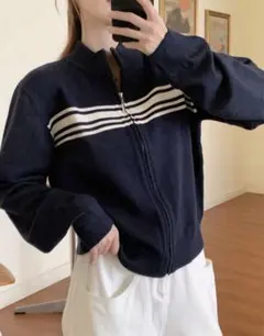 美品 SHEIN ジップパーカー ネイビーブルーLサイズ