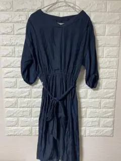 え*り様 Noela ネイビー 七分袖カットソーロングワンピース サイズF 美品