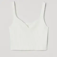 【新品未使用タグつき】H&Mホワイトリブ編みVネックタンクトップ