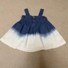 【GAP】80cmデニム/ホワイト ティアードワンピース 12-18ヶ月