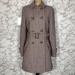CONENT GARDEN LONDON／千鳥柄ロングコート　トレンチコート茶系