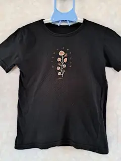 NICOLE CLUB 半袖Tシャツ ブラック 花柄刺繍のサムネイル