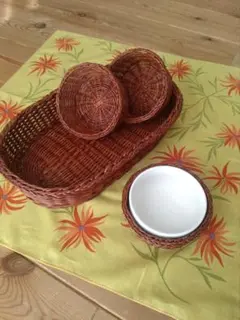 籐製バスケットセット
