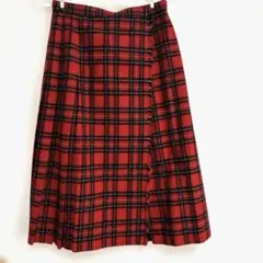 J.PRESS 巻きスカート ロング プリーツ タータンチェック レッドのサムネイル