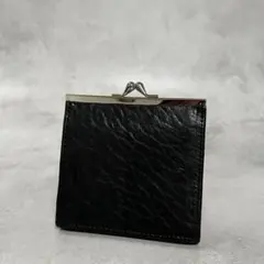 POMTATA ブラック レザー レディース がま口 財布 9909