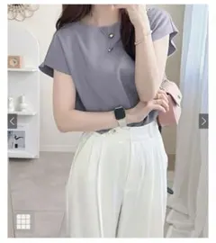 GRLグレイル　フレンチスリーブトップス ブルー サイズF