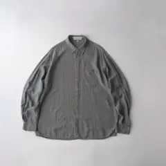 90s リユニオン ノーカラー バンドカラー長袖シャツM リネン混 ストライプ 90s リユニオン ノーカラー バンドカラー長袖シャツM リネン混