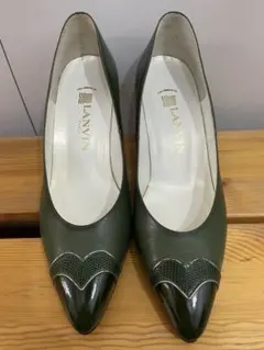【LANVIN】グリーン レザー パンプス ヒールのサムネイル