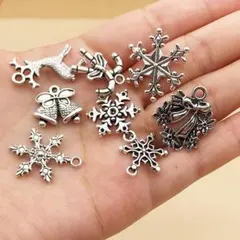 クリスマスチャーム 冬 シルバー カン付き 50個セット 1117