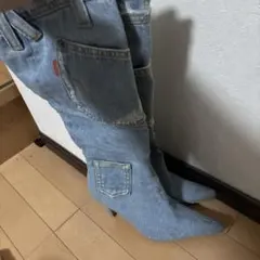 完売ロデオクラウンデニムロングブーツ ポケット付き